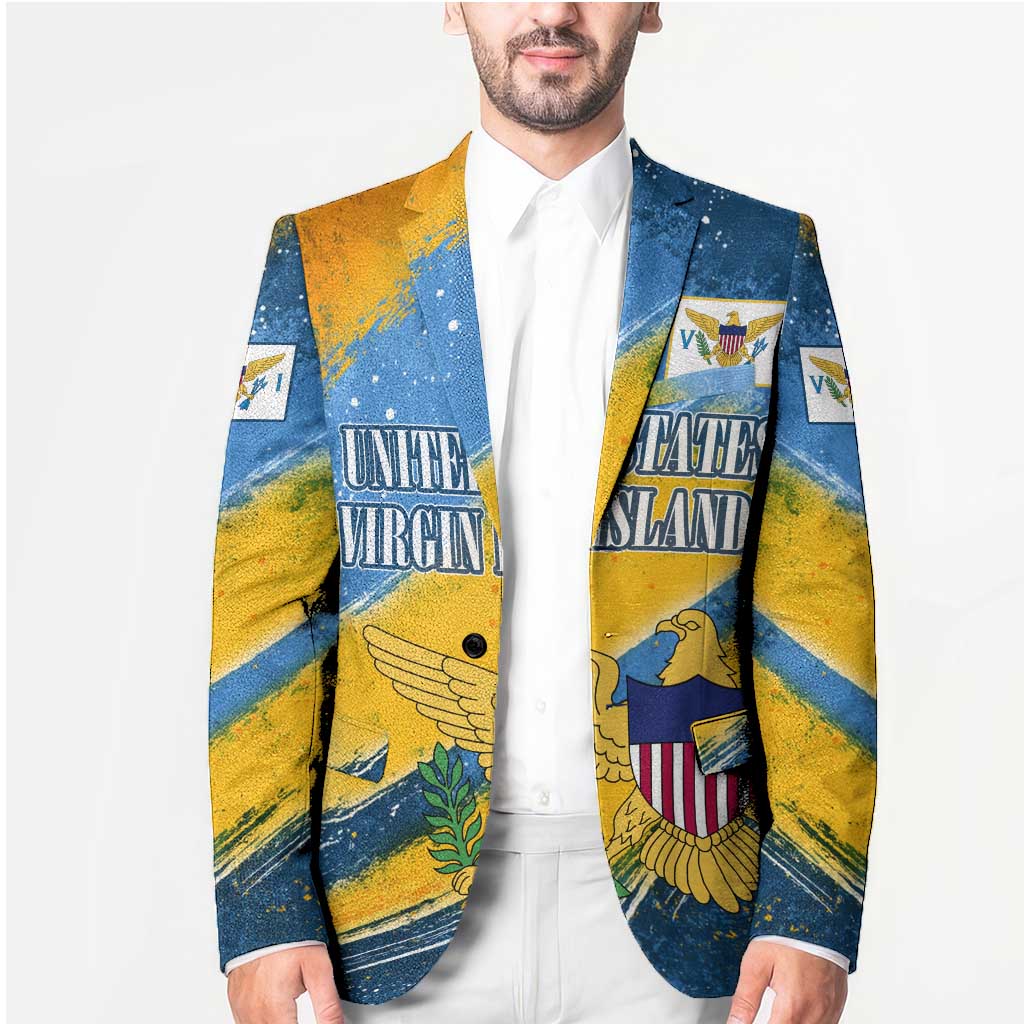 United States Virgin Islands Blazer with Blue Yellow Eagle Design and Government Seal - Wonder Print Shop