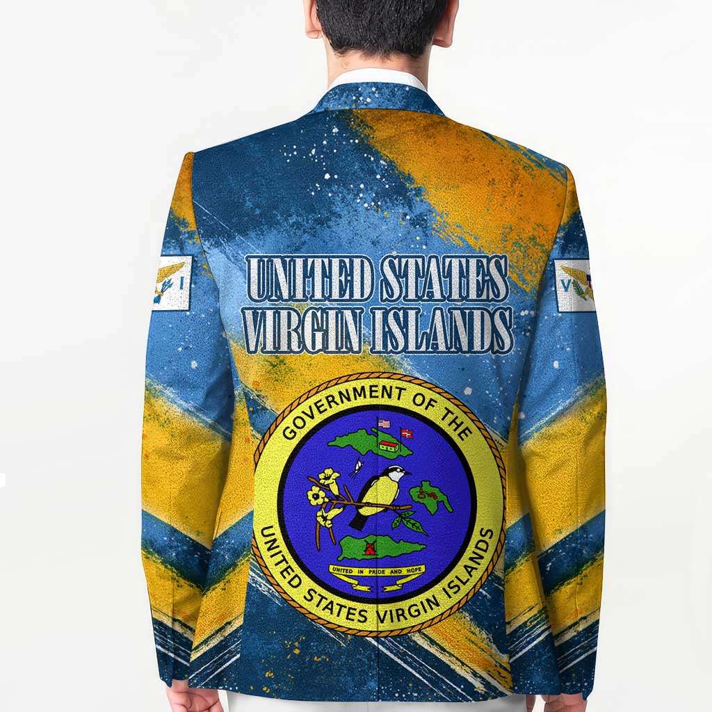 United States Virgin Islands Blazer with Blue Yellow Eagle Design and Government Seal - Wonder Print Shop