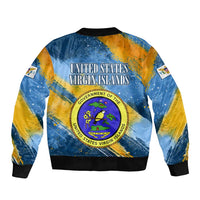 United States Virgin Islands Bomber Jacket with Blue Yellow Eagle Design and Government Seal - Wonder Print Shop