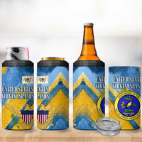 United States Virgin Islands 4 in 1 Can Cooler Tumbler with Blue Yellow Eagle Design and Government Seal - Wonder Print Shop
