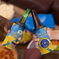 United States Virgin Islands 4 in 1 Can Cooler Tumbler with Blue Yellow Eagle Design and Government Seal - Wonder Print Shop
