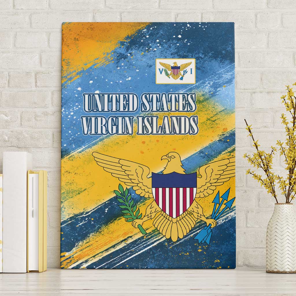 United States Virgin Islands Canvas Wall Art with Blue Yellow Eagle Design and Government Seal - Wonder Print Shop