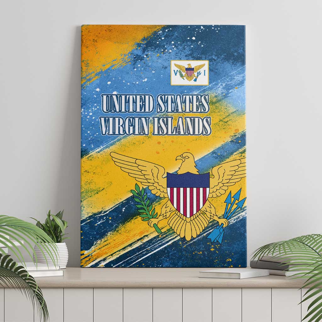 United States Virgin Islands Canvas Wall Art with Blue Yellow Eagle Design and Government Seal - Wonder Print Shop