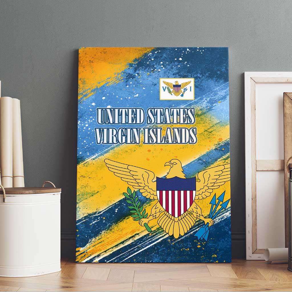 United States Virgin Islands Canvas Wall Art with Blue Yellow Eagle Design and Government Seal - Wonder Print Shop