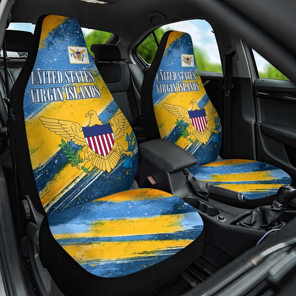 United States Virgin Islands Car Seat Cover with Blue Yellow Eagle Design and Government Seal - Wonder Print Shop