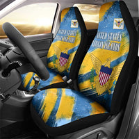 United States Virgin Islands Car Seat Cover with Blue Yellow Eagle Design and Government Seal - Wonder Print Shop