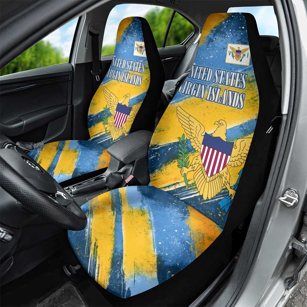 United States Virgin Islands Car Seat Cover with Blue Yellow Eagle Design and Government Seal - Wonder Print Shop