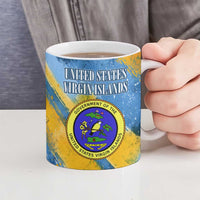 United States Virgin Islands Ceramic Mug with Blue Yellow Eagle Design and Government Seal - Wonder Print Shop
