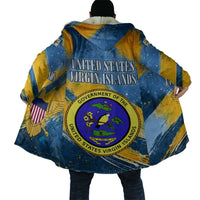 United States Virgin Islands Cloak with Blue Yellow Eagle Design and Government Seal - Wonder Print Shop