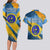 United States Virgin Islands Couples Matching Long Sleeve Bodycon Dress and Hawaiian Shirt with Blue Yellow Eagle Design and Government Seal - Wonder Print Shop