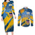 United States Virgin Islands Couples Matching Long Sleeve Bodycon Dress and Long Sleeve Button Shirt with Blue Yellow Eagle Design and Government Seal - Wonder Print Shop