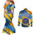 United States Virgin Islands Couples Matching Mermaid Dress and Long Sleeve Button Shirt with Blue Yellow Eagle Design and Government Seal - Wonder Print Shop