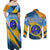 United States Virgin Islands Couples Matching Off Shoulder Maxi Dress and Long Sleeve Button Shirt with Blue Yellow Eagle Design and Government Seal - Wonder Print Shop