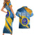 United States Virgin Islands Couples Matching Short Sleeve Bodycon Dress and Hawaiian Shirt with Blue Yellow Eagle Design and Government Seal - Wonder Print Shop