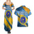United States Virgin Islands Couples Matching Summer Maxi Dress and Hawaiian Shirt with Blue Yellow Eagle Design and Government Seal - Wonder Print Shop