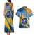 United States Virgin Islands Couples Matching Tank Maxi Dress and Hawaiian Shirt with Blue Yellow Eagle Design and Government Seal - Wonder Print Shop