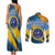 United States Virgin Islands Couples Matching Tank Maxi Dress and Long Sleeve Button Shirt with Blue Yellow Eagle Design and Government Seal - Wonder Print Shop