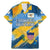United States Virgin Islands Family Matching Mermaid Dress and Hawaiian Shirt with Blue Yellow Eagle Design and Government Seal - Wonder Print Shop