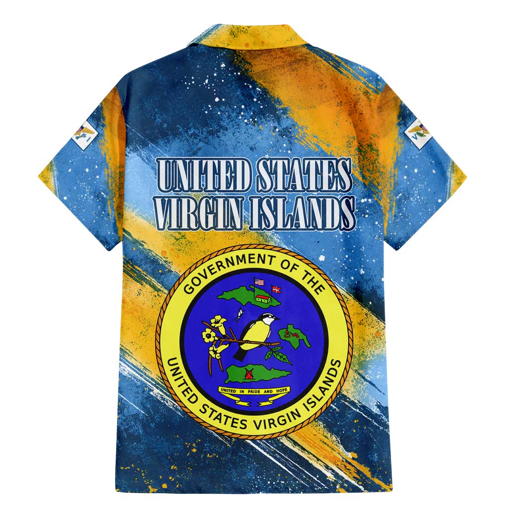 United States Virgin Islands Family Matching Mermaid Dress and Hawaiian Shirt with Blue Yellow Eagle Design and Government Seal - Wonder Print Shop