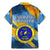 United States Virgin Islands Family Matching Mermaid Dress and Hawaiian Shirt with Blue Yellow Eagle Design and Government Seal - Wonder Print Shop