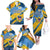 United States Virgin Islands Family Matching Off The Shoulder Long Sleeve Dress and Hawaiian Shirt with Blue Yellow Eagle Design and Government Seal - Wonder Print Shop