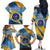United States Virgin Islands Family Matching Off The Shoulder Long Sleeve Dress and Hawaiian Shirt with Blue Yellow Eagle Design and Government Seal - Wonder Print Shop