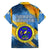 United States Virgin Islands Family Matching Off The Shoulder Long Sleeve Dress and Hawaiian Shirt with Blue Yellow Eagle Design and Government Seal - Wonder Print Shop