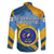 United States Virgin Islands Family Matching Off The Shoulder Long Sleeve Dress and Hawaiian Shirt with Blue Yellow Eagle Design and Government Seal - Wonder Print Shop