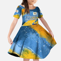 United States Virgin Islands Family Matching Off Shoulder Maxi Dress and Hawaiian Shirt with Blue Yellow Eagle Design and Government Seal - Wonder Print Shop