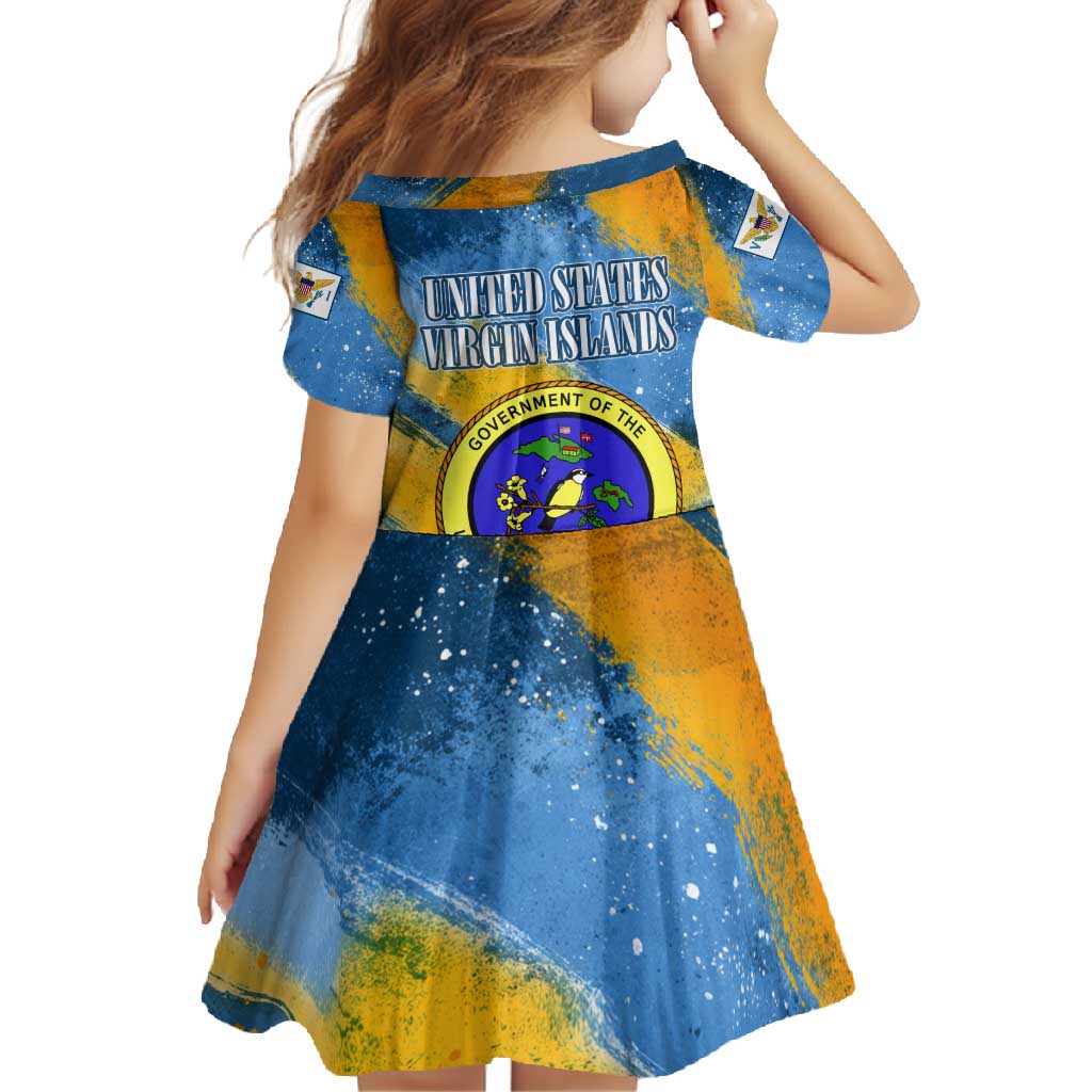 United States Virgin Islands Family Matching Off Shoulder Maxi Dress and Hawaiian Shirt with Blue Yellow Eagle Design and Government Seal - Wonder Print Shop