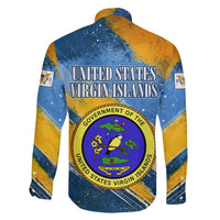 United States Virgin Islands Family Matching Off Shoulder Maxi Dress and Hawaiian Shirt with Blue Yellow Eagle Design and Government Seal - Wonder Print Shop