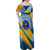 United States Virgin Islands Family Matching Off Shoulder Maxi Dress and Hawaiian Shirt with Blue Yellow Eagle Design and Government Seal - Wonder Print Shop