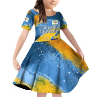 United States Virgin Islands Family Matching Off Shoulder Short Dress and Hawaiian Shirt with Blue Yellow Eagle Design and Government Seal - Wonder Print Shop