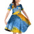 United States Virgin Islands Family Matching Off Shoulder Short Dress and Hawaiian Shirt with Blue Yellow Eagle Design and Government Seal - Wonder Print Shop