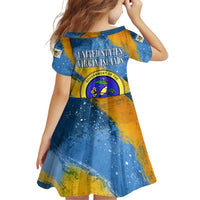 United States Virgin Islands Family Matching Off Shoulder Short Dress and Hawaiian Shirt with Blue Yellow Eagle Design and Government Seal - Wonder Print Shop