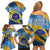United States Virgin Islands Family Matching Off Shoulder Short Dress and Hawaiian Shirt with Blue Yellow Eagle Design and Government Seal - Wonder Print Shop