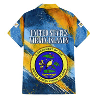 United States Virgin Islands Family Matching Puletasi and Hawaiian Shirt with Blue Yellow Eagle Design and Government Seal - Wonder Print Shop