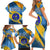 United States Virgin Islands Family Matching Short Sleeve Bodycon Dress and Hawaiian Shirt with Blue Yellow Eagle Design and Government Seal - Wonder Print Shop
