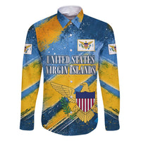 United States Virgin Islands Family Matching Summer Maxi Dress and Hawaiian Shirt with Blue Yellow Eagle Design and Government Seal - Wonder Print Shop