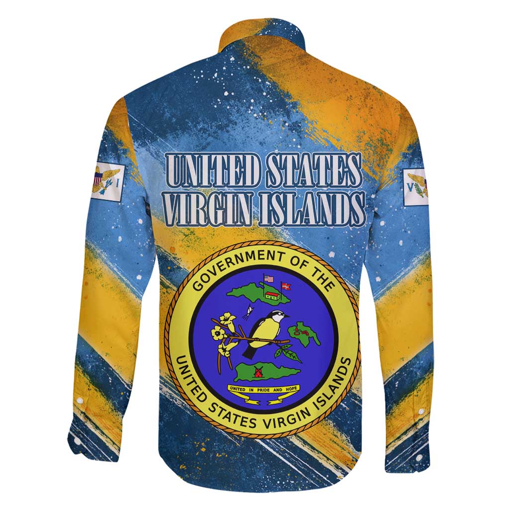 United States Virgin Islands Family Matching Summer Maxi Dress and Hawaiian Shirt with Blue Yellow Eagle Design and Government Seal - Wonder Print Shop