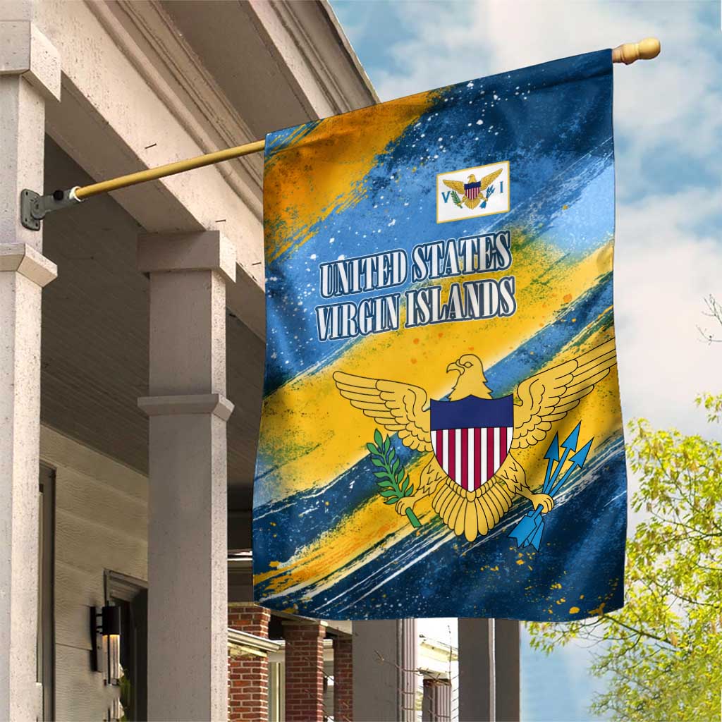 United States Virgin Islands Garden Flag with Blue Yellow Eagle Design and Government Seal - Wonder Print Shop