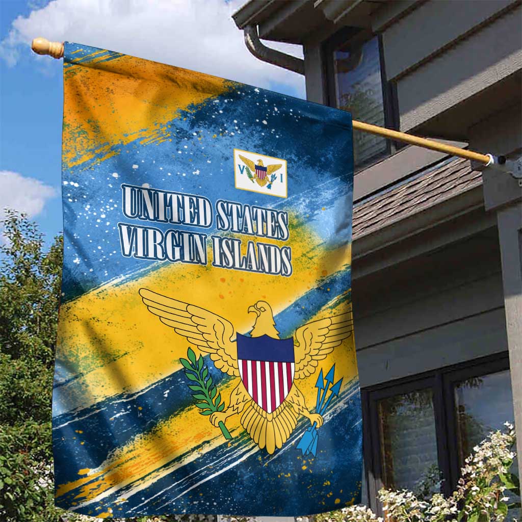 United States Virgin Islands Garden Flag with Blue Yellow Eagle Design and Government Seal - Wonder Print Shop