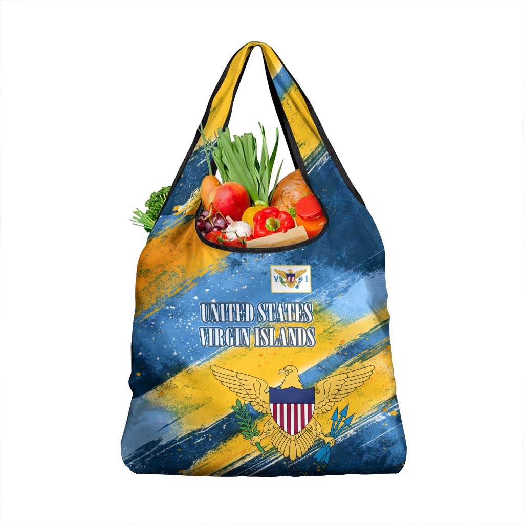 United States Virgin Islands Grocery Bag with Blue Yellow Eagle Design and Government Seal - Wonder Print Shop
