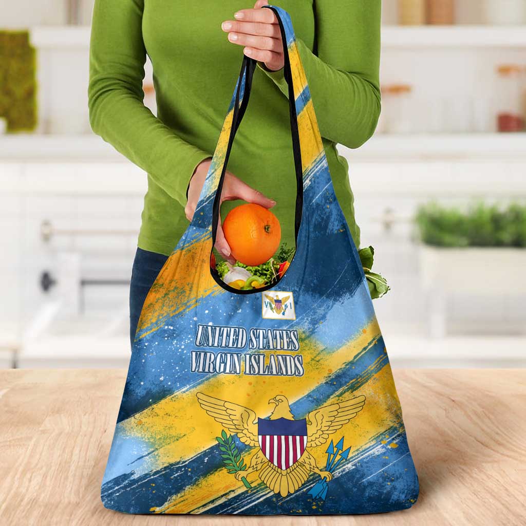United States Virgin Islands Grocery Bag with Blue Yellow Eagle Design and Government Seal - Wonder Print Shop