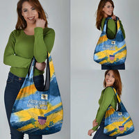 United States Virgin Islands Grocery Bag with Blue Yellow Eagle Design and Government Seal - Wonder Print Shop