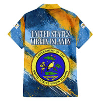 United States Virgin Islands Hawaiian Shirt with Blue Yellow Eagle Design and Government Seal - Wonder Print Shop