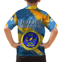 United States Virgin Islands Hawaiian Shirt with Blue Yellow Eagle Design and Government Seal - Wonder Print Shop