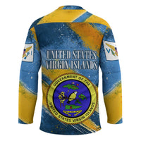 United States Virgin Islands Hockey Jersey with Blue Yellow Eagle Design and Government Seal - Wonder Print Shop