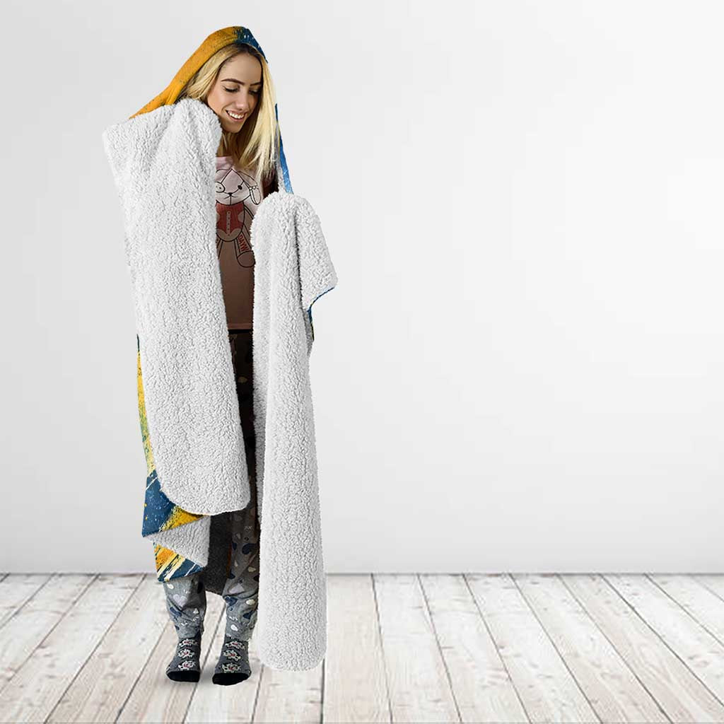 United States Virgin Islands Hooded Blanket with Blue Yellow Eagle Design and Government Seal - Wonder Print Shop