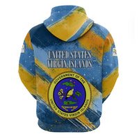 United States Virgin Islands Hoodie with Blue Yellow Eagle Design and Government Seal - Wonder Print Shop